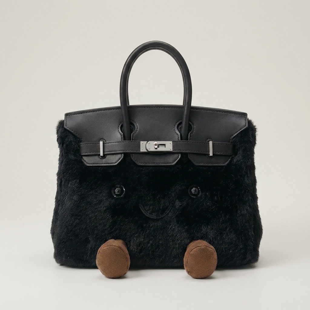 Fluffy Fox Black-Jellycat Mini brikin Bag