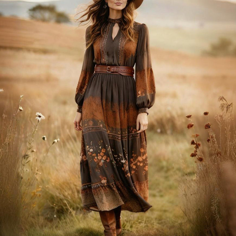Smoky Brown Boho Maxi Dress