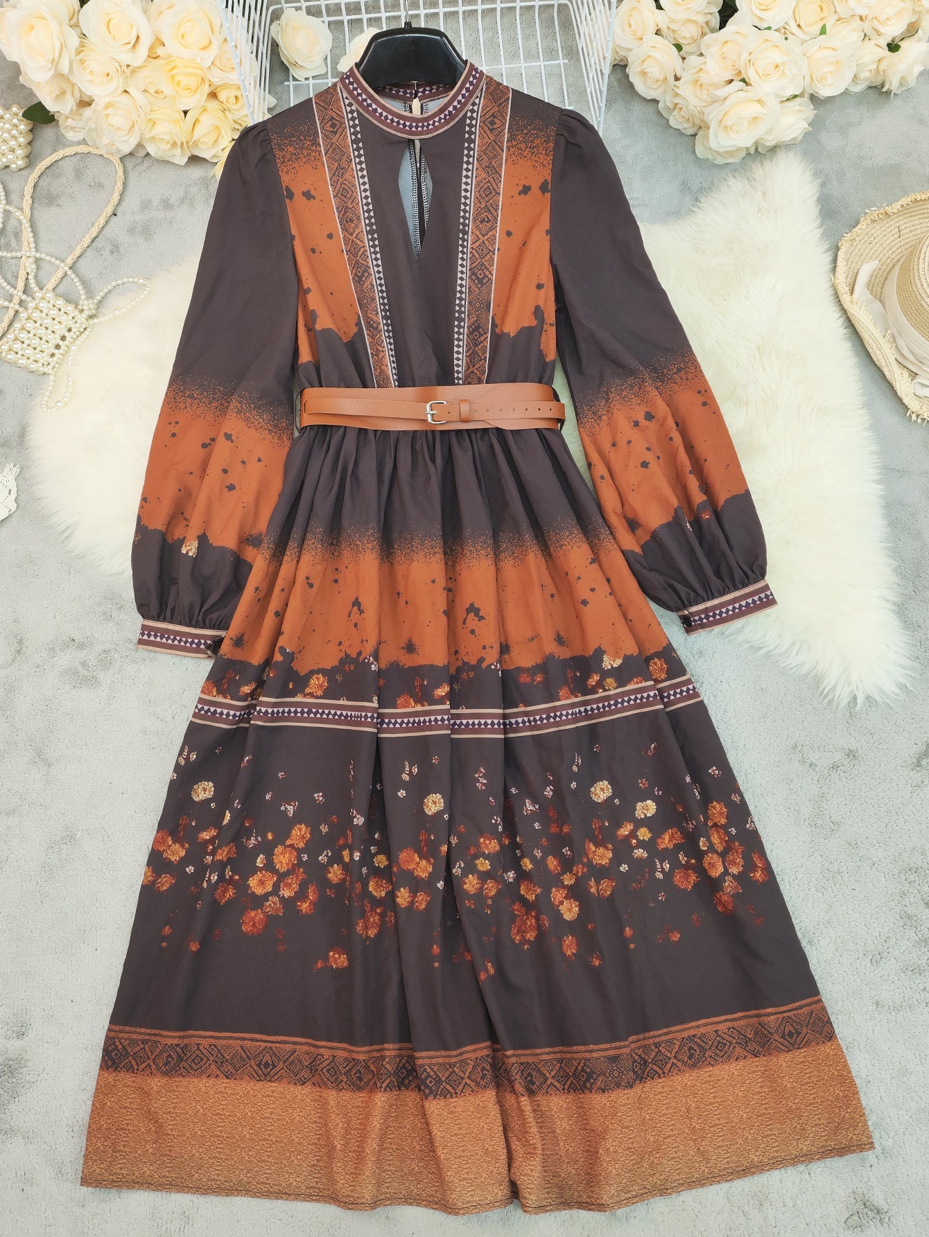 Smoky Brown Boho Maxi Dress