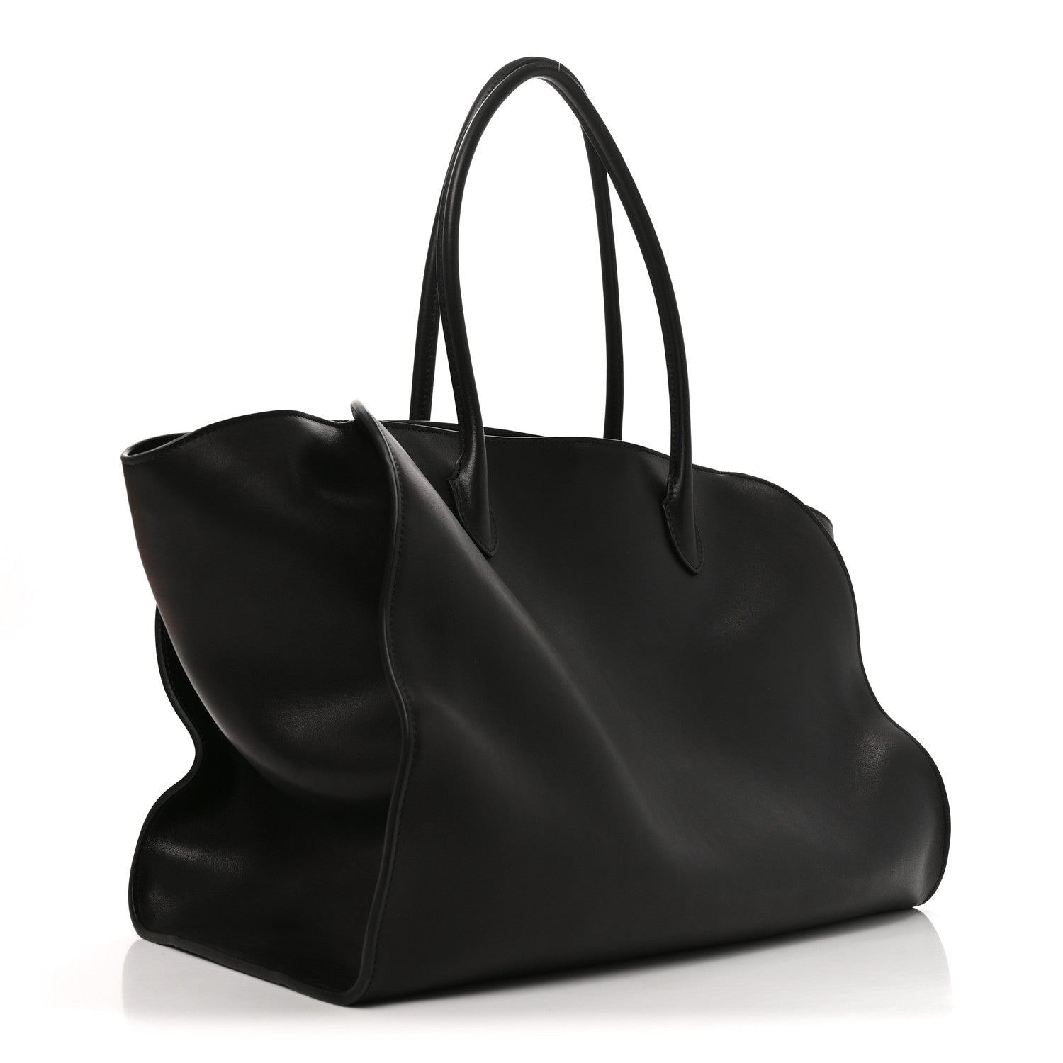 Polished Saddle Calfskin Marlo 17 Tote Bag Black