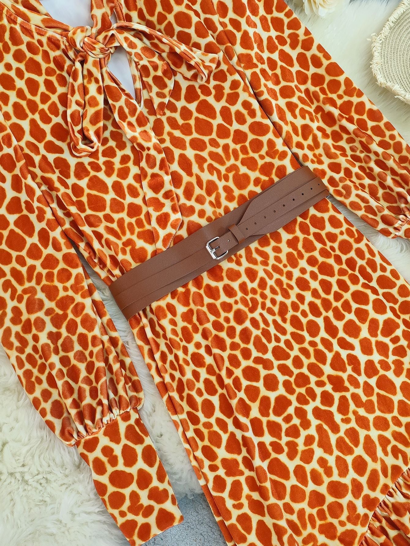 Caramel leopard Butterfly Boho Maxi Dress