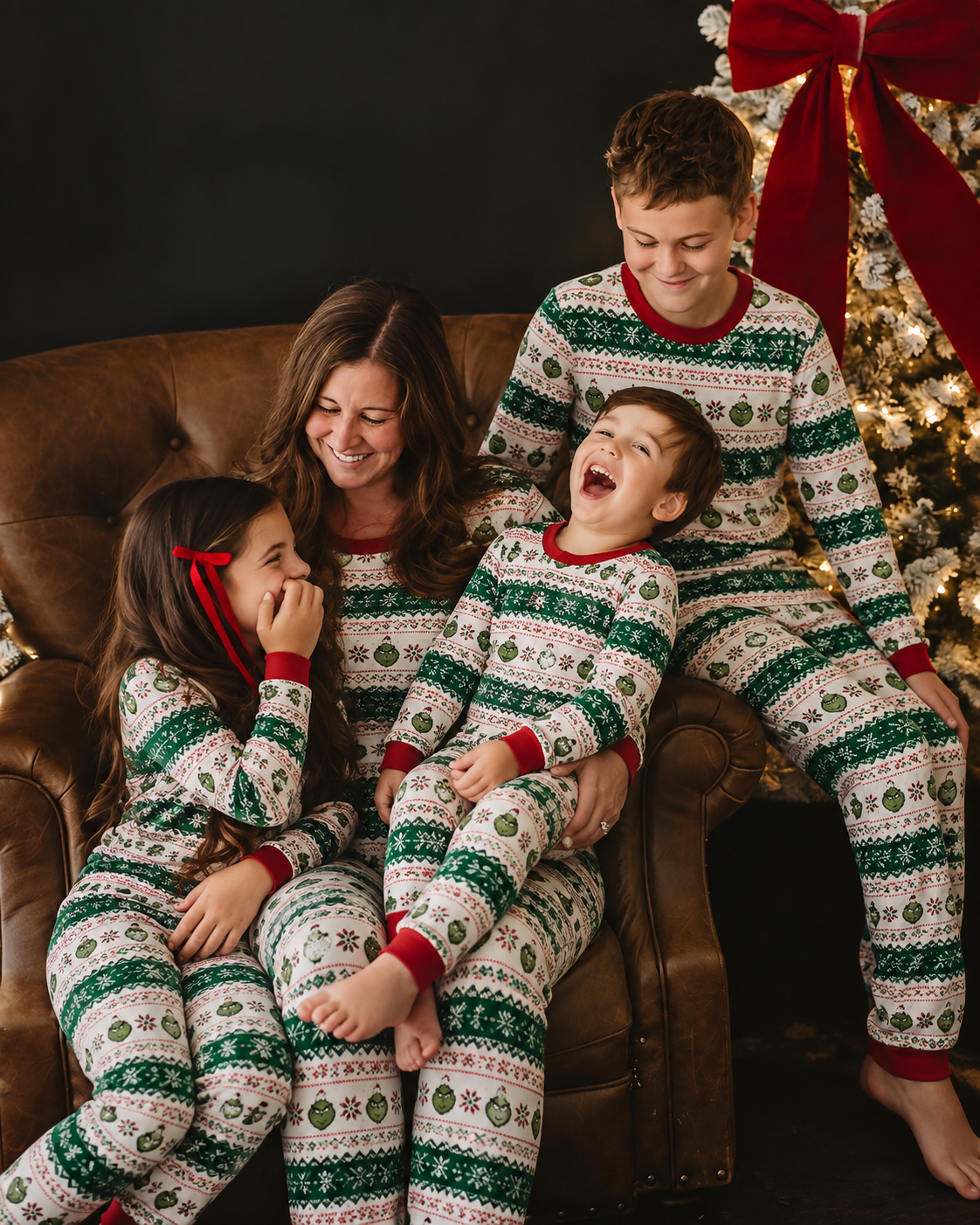 Green Grinch Stripe-Family Matching Christmas Pajamas