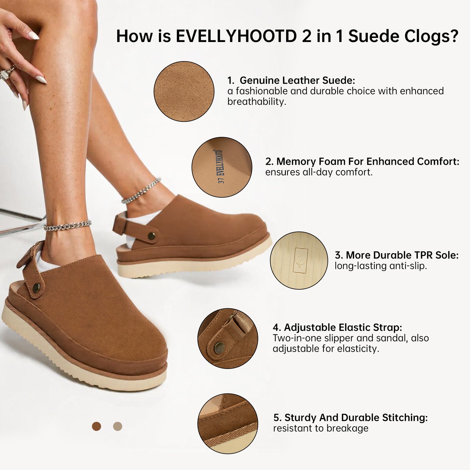 Comfort Suede 2-in-1 Strap Clogs