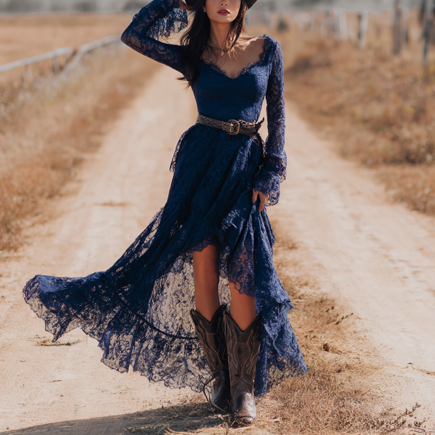 sheer sleeve lace dress Lace Open Back Mermaid Sheer Long Sleeve Halter Wedding Dress main image 0