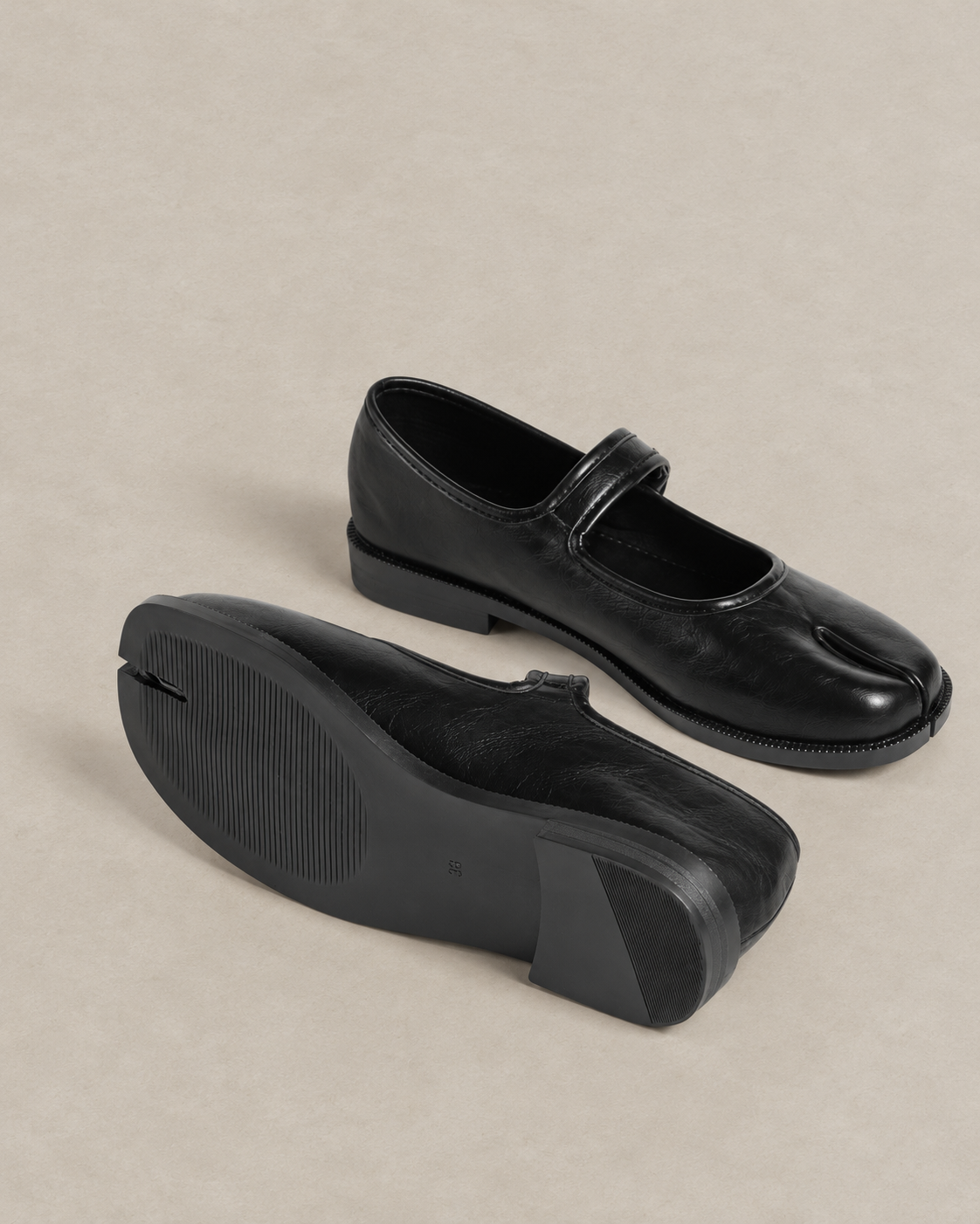 Black Adjustable Strap Tabi Mary Janes