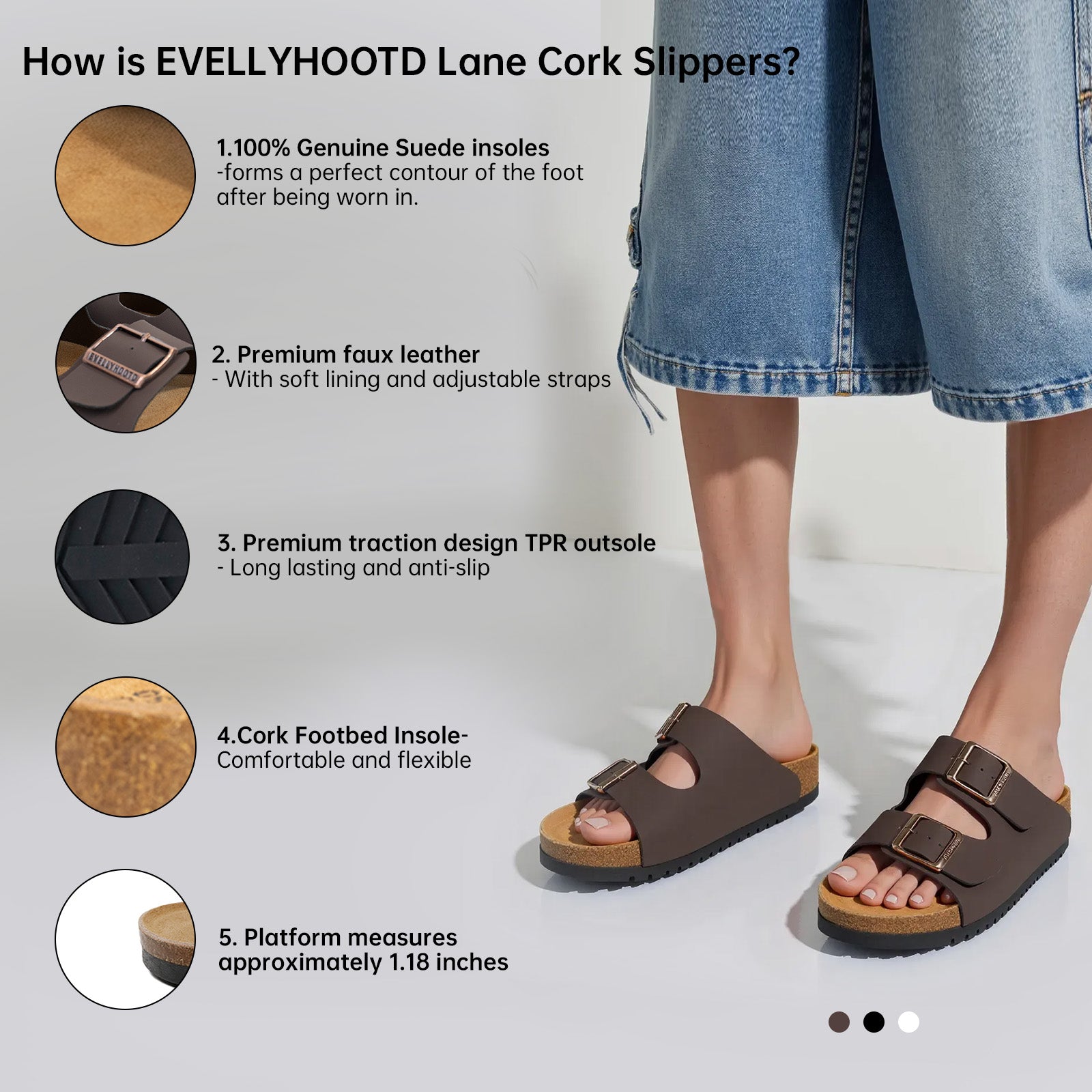 Open Toe Dual Buckle Cork Sandals