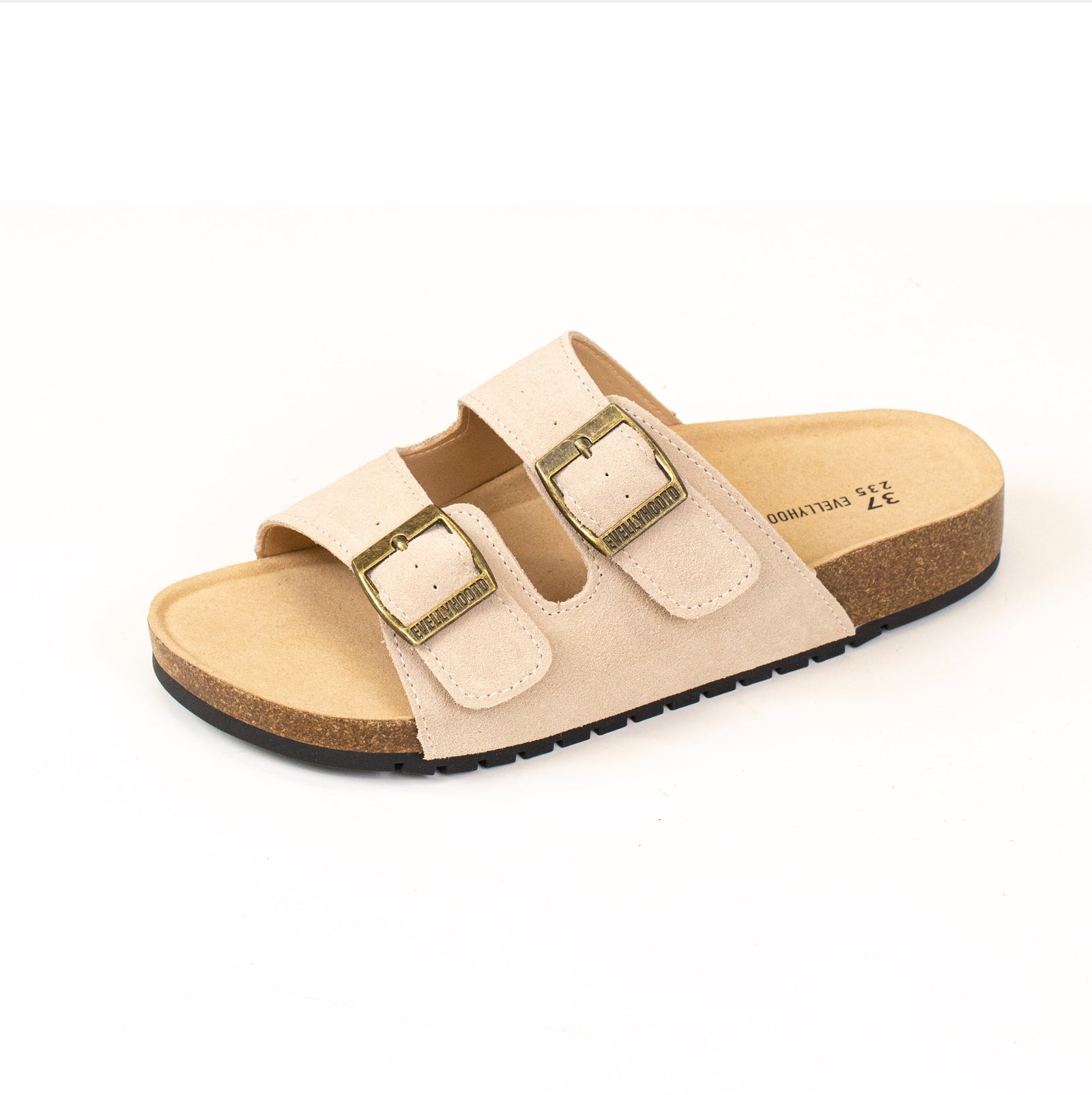 Open Toe Suede Dual Buckle Sandals