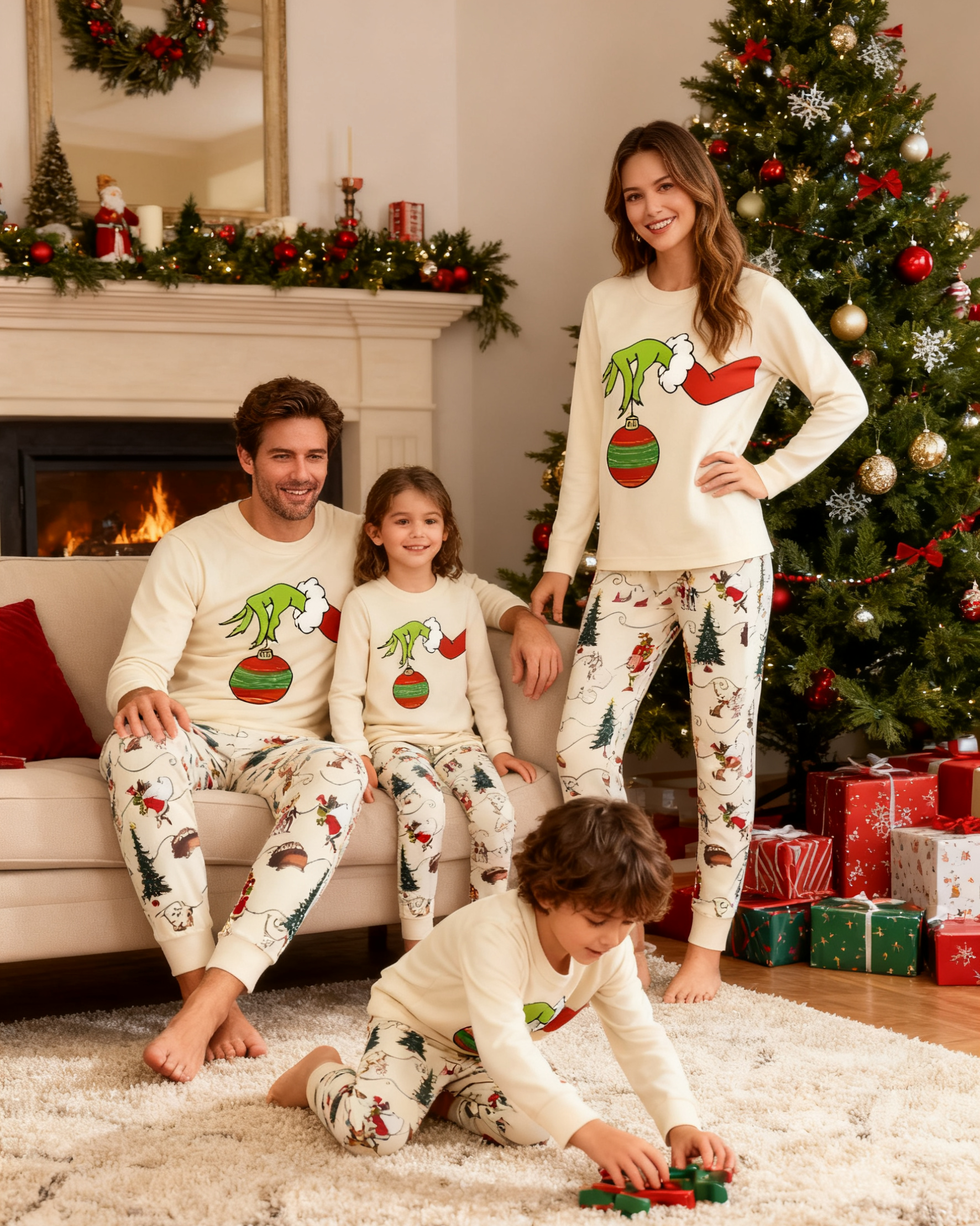 Restful-Grinch Family Christmas Pajamas