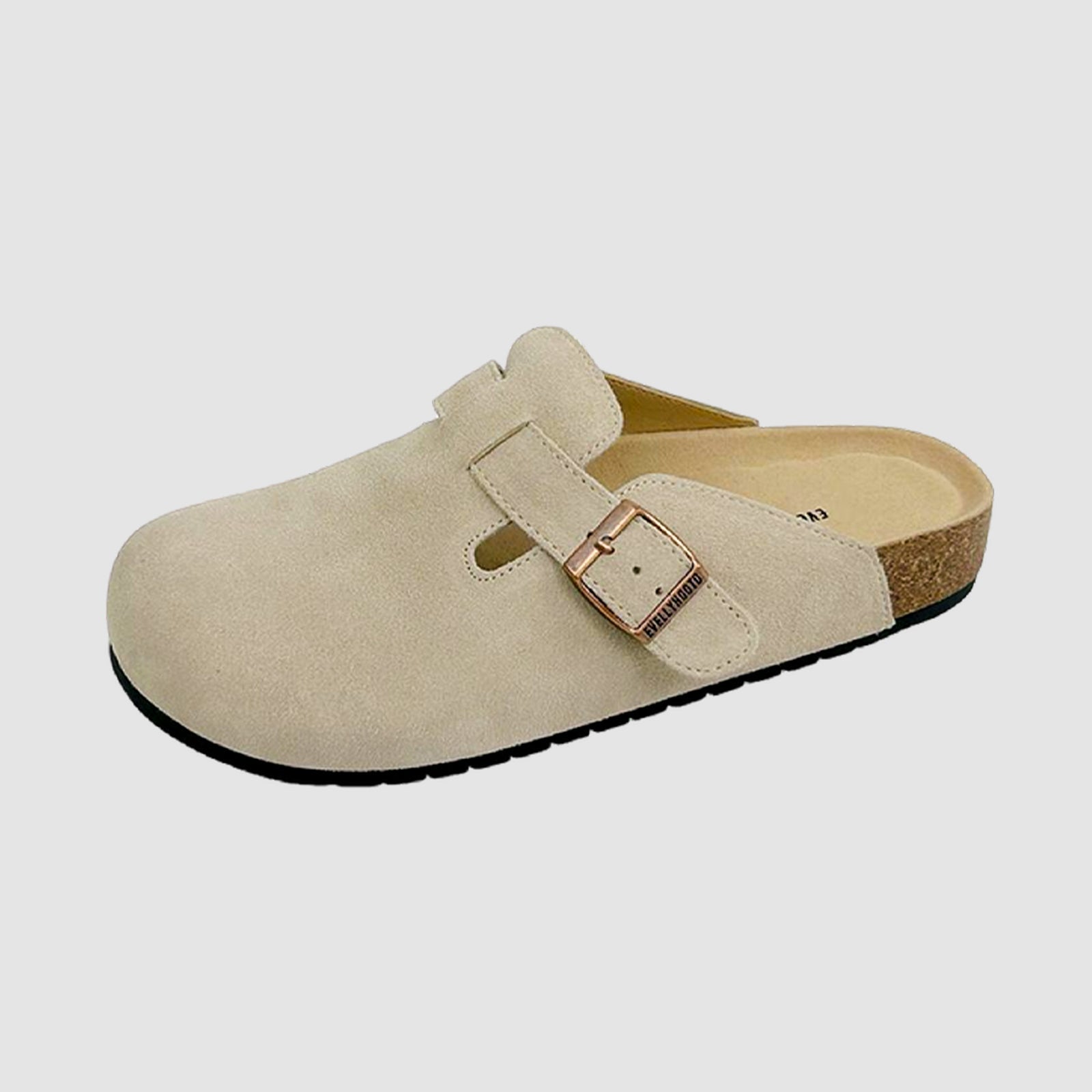 Closed Round Toe Suede Cork Clogs