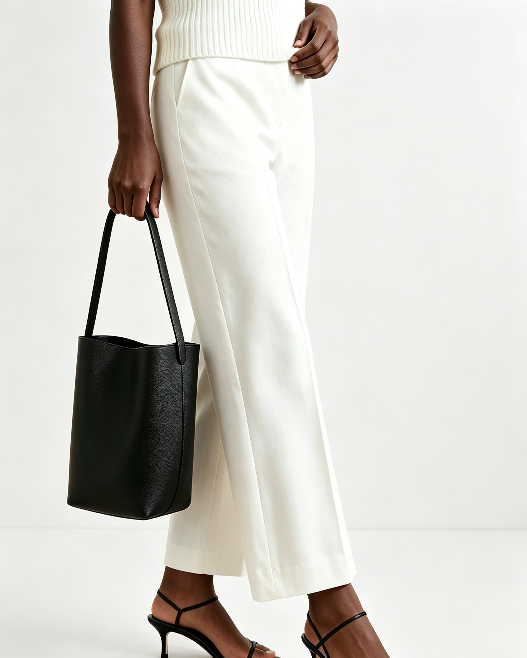 Grained Calfskin Medium N/S Park Tote Black Bag