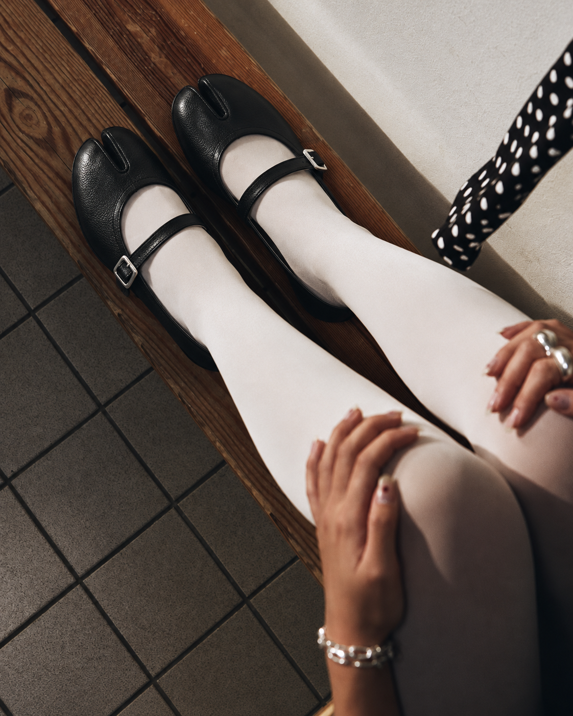 Black Round Toe Tabi Mary-Janes