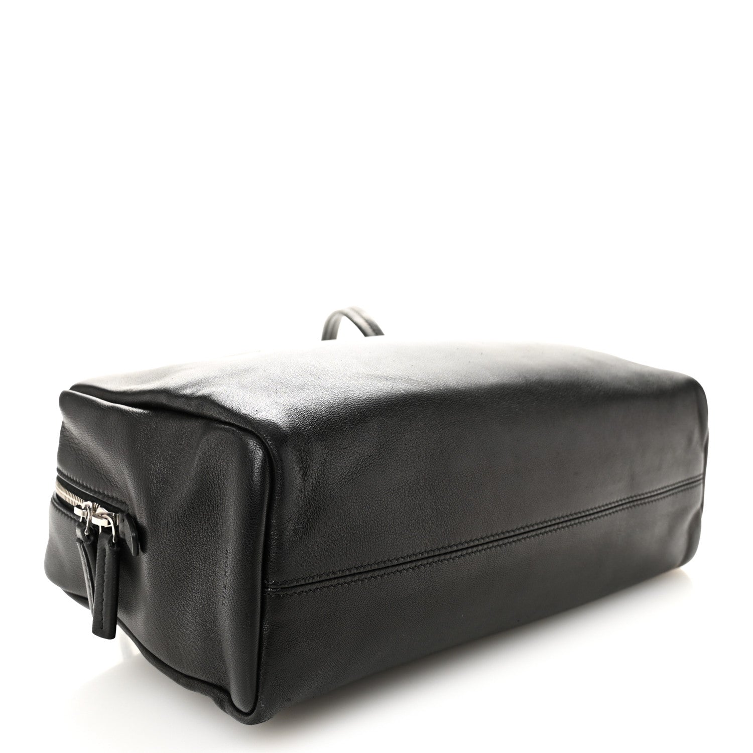 Nappa Astra Leather Shoulder Bowling Bag Black