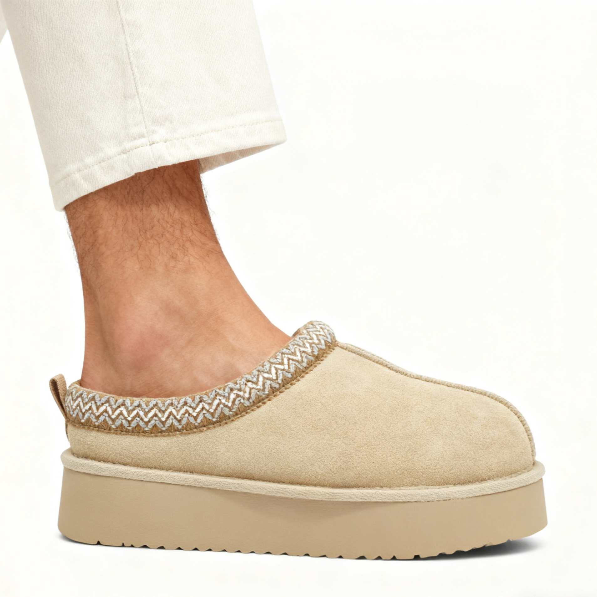 Platform Suede Braided Fluffy Slipper Shoes