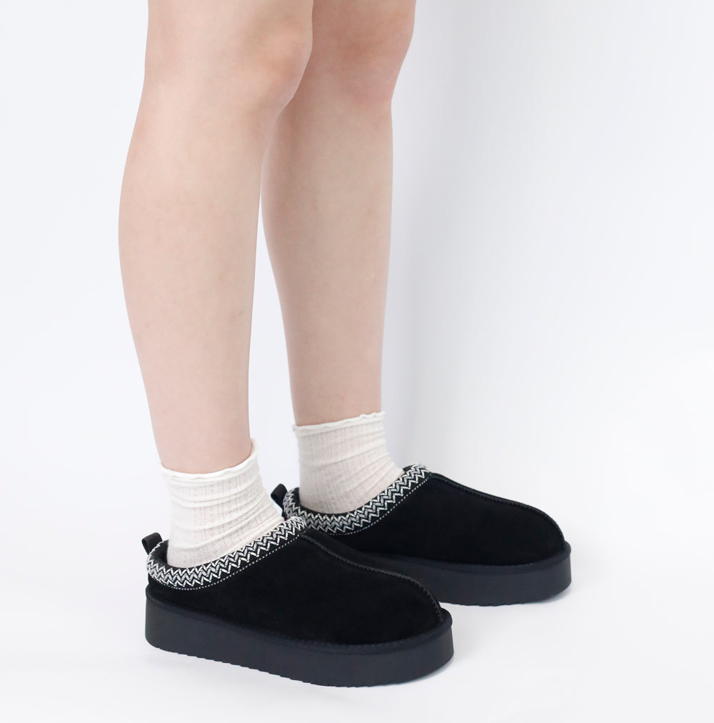 Platform Suede Braided Fluffy Slipper Shoes