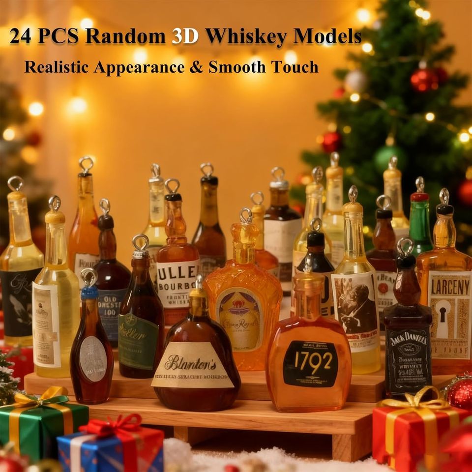 2026 Whiskey Advent Calendar 24 Wine Bottle Ornaments