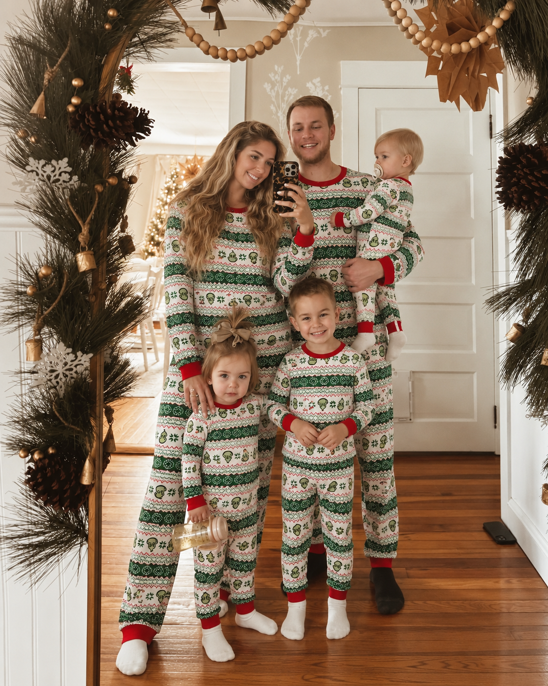 Green Grinch Stripe-Family Matching Christmas Pajamas
