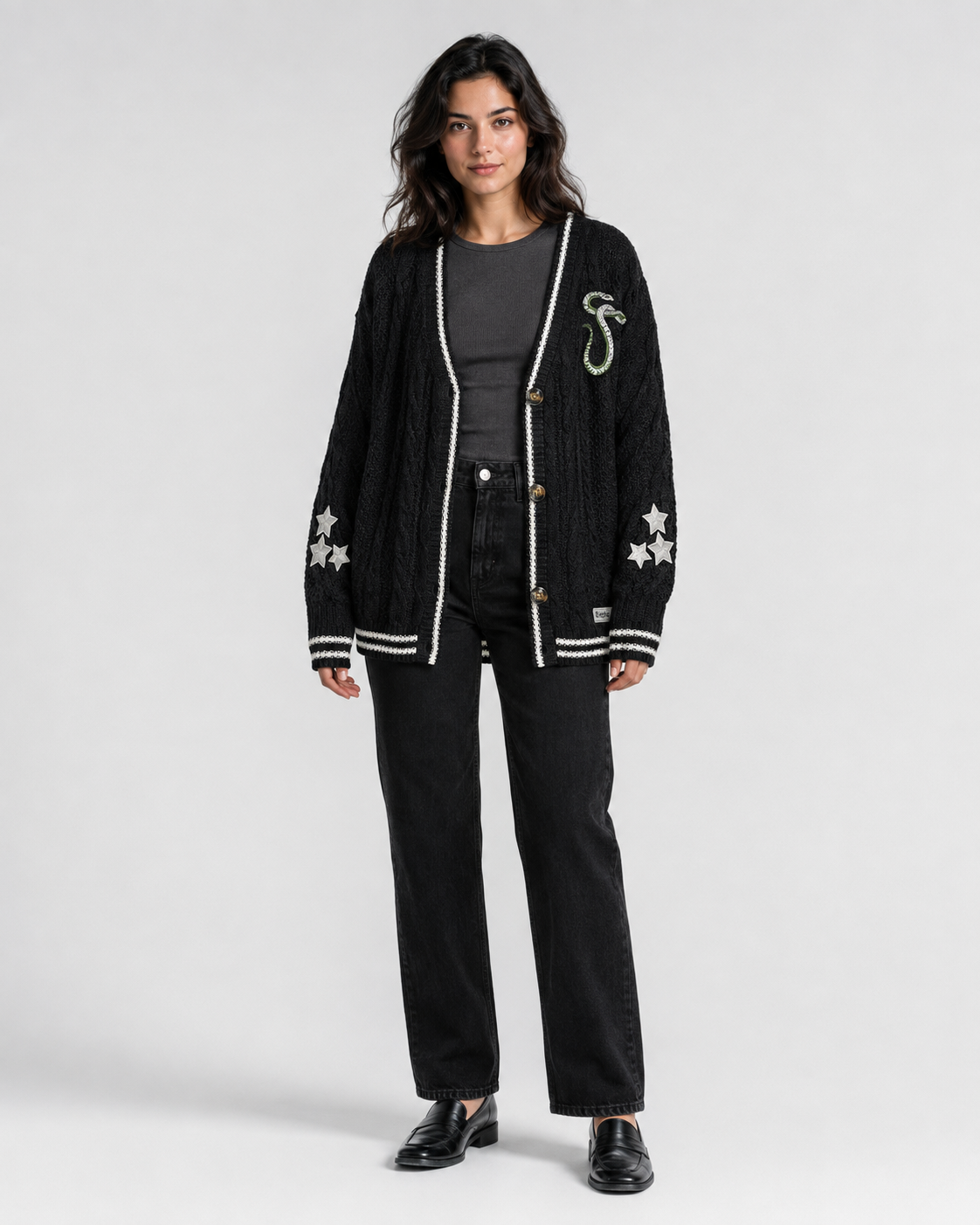 Black Reputation Cardigan Snake Embroidered, Eras Tour Outfit