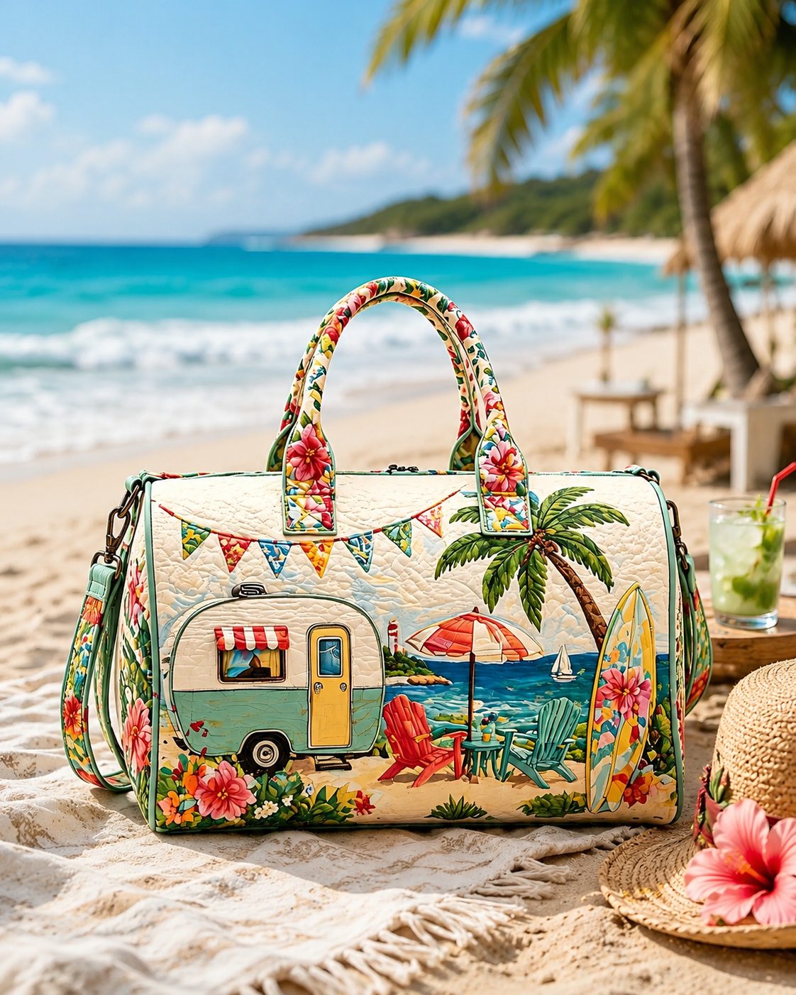 Hippie Van Quilted Duffle Bag