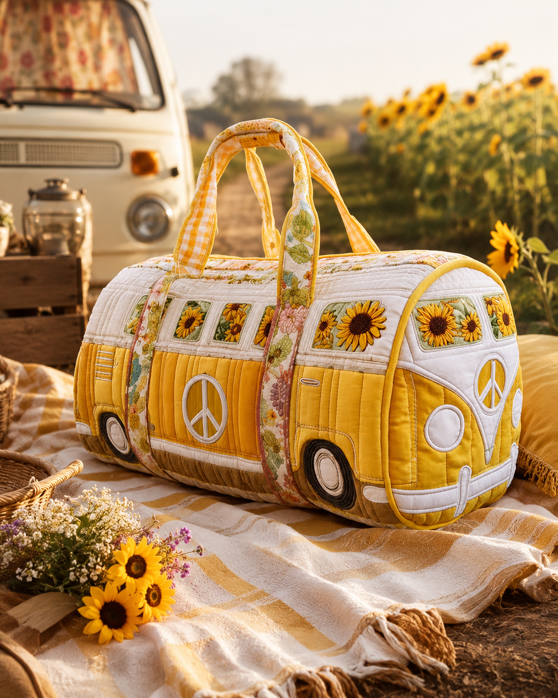 Hippie Van Quilted Duffle Bag