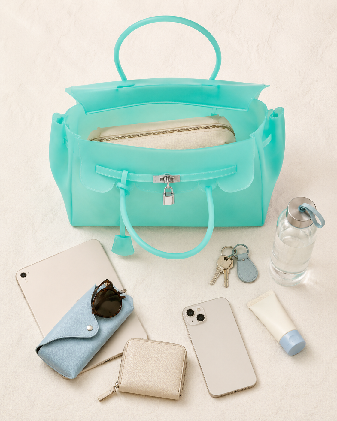 Tiffany Color Pvc Jelly firkin Tote Bag