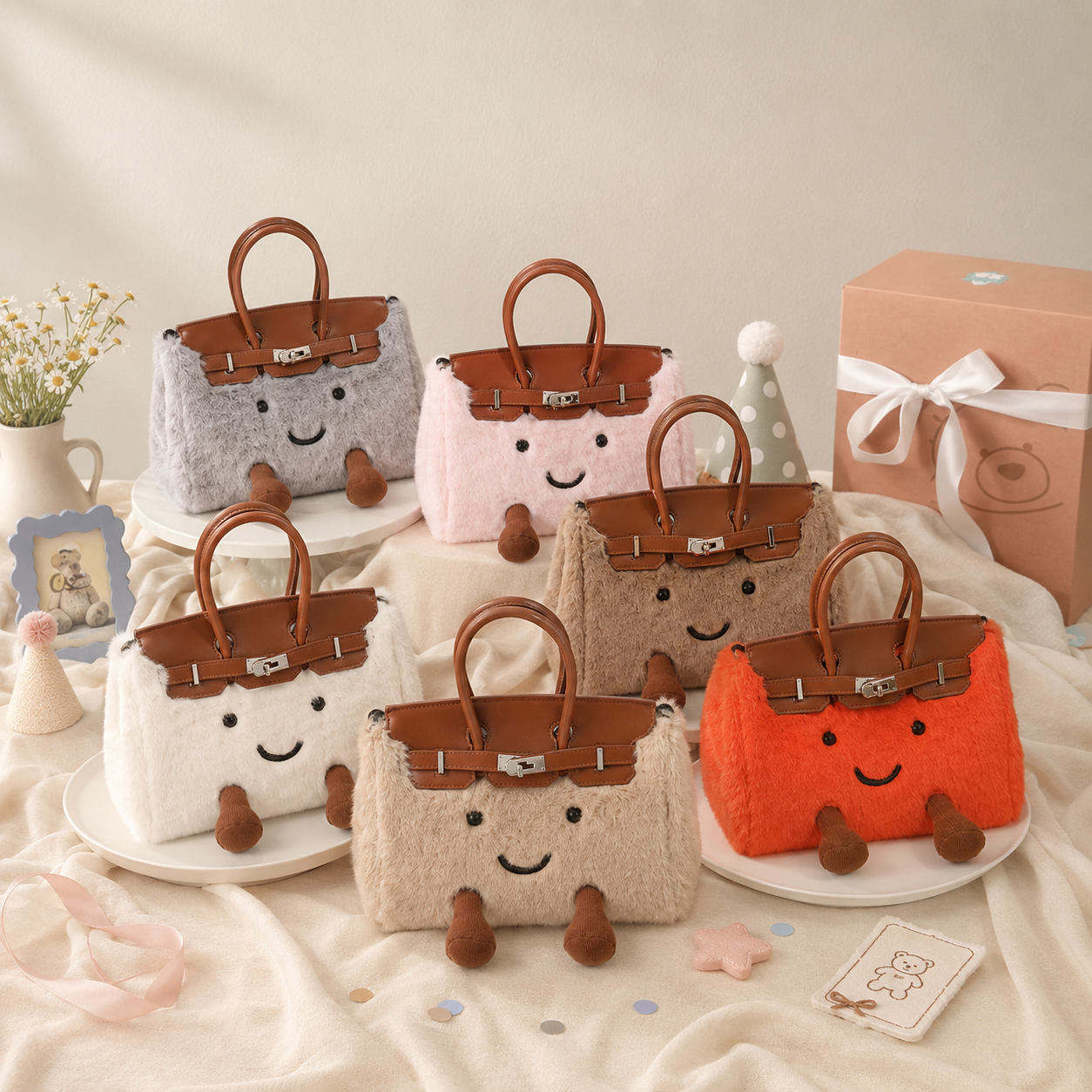 Fluffy Fox White-Jellycat Mini brikin Bag