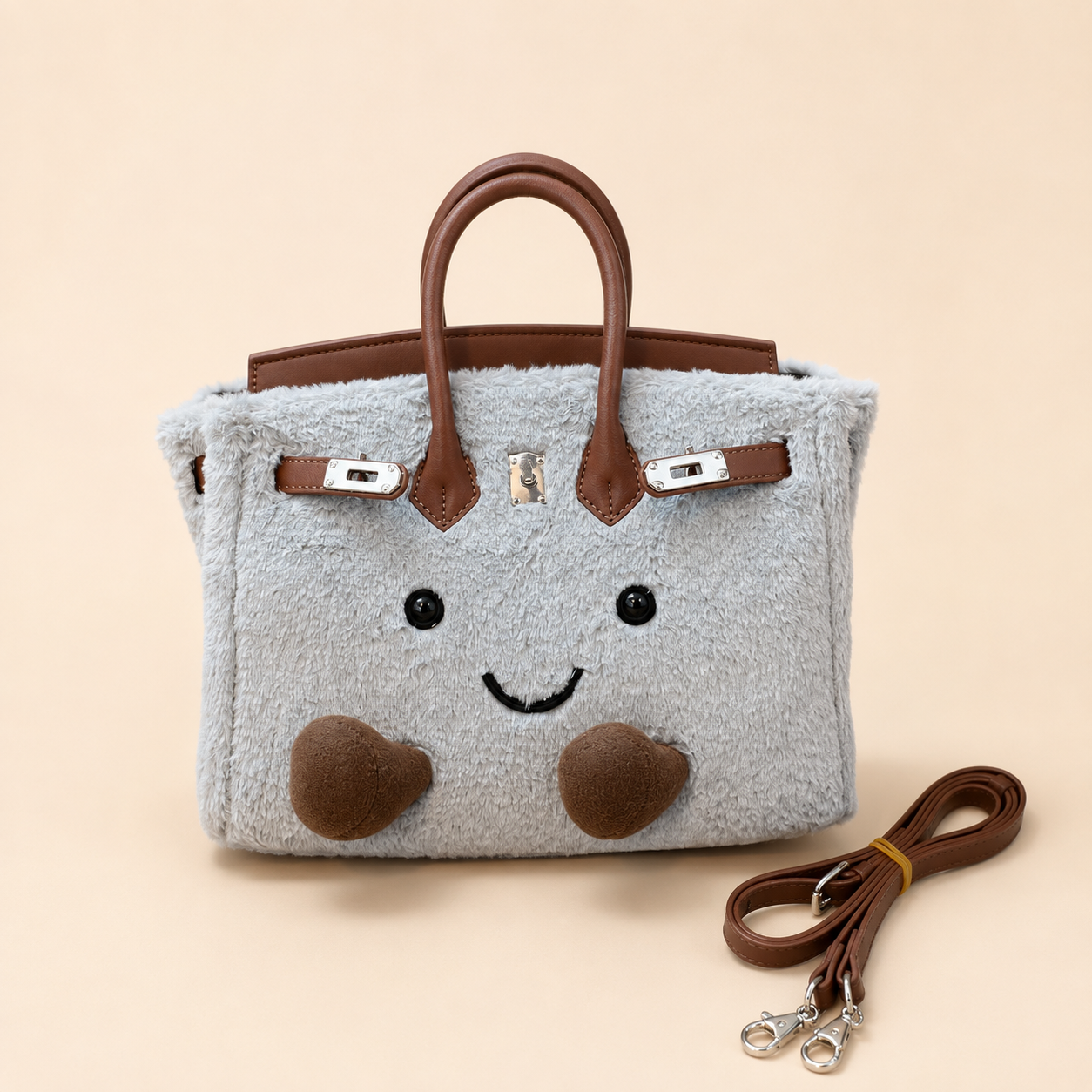 Fluffy Fox Grey-Jellycat Mini brikin Bag