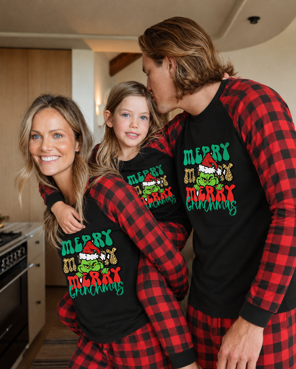 Grinch Red-Black and Red Plaid Family Christmas Pajamas