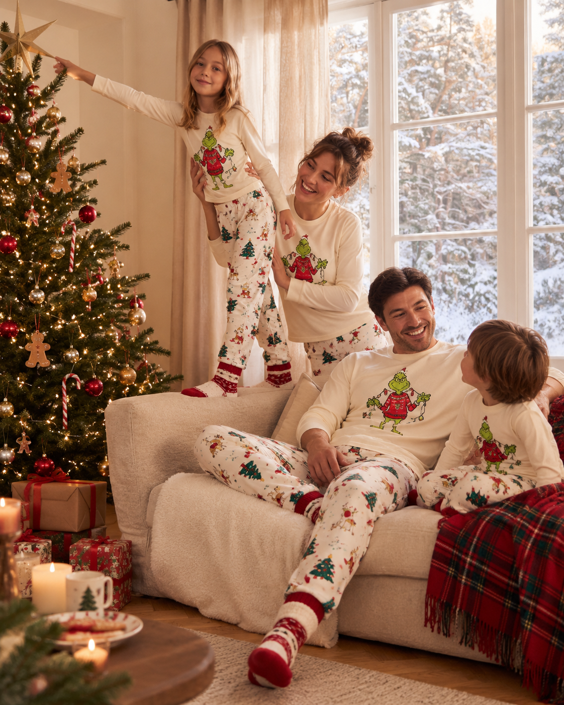 Lights Moment-Grinch Family Christmas Pajamas