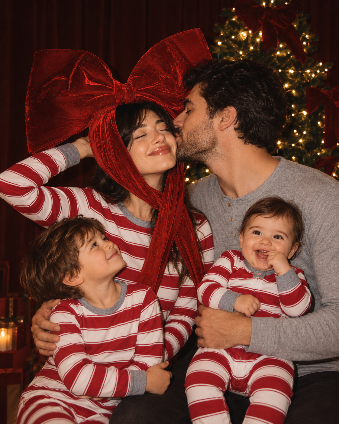 Pleasure Stripe- Red Plaid Family Christmas Pajamas