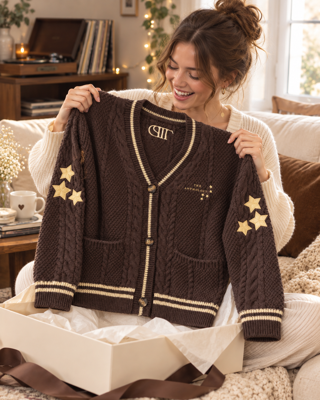 Tortured Poets Department Brown The Anthology Cardigan