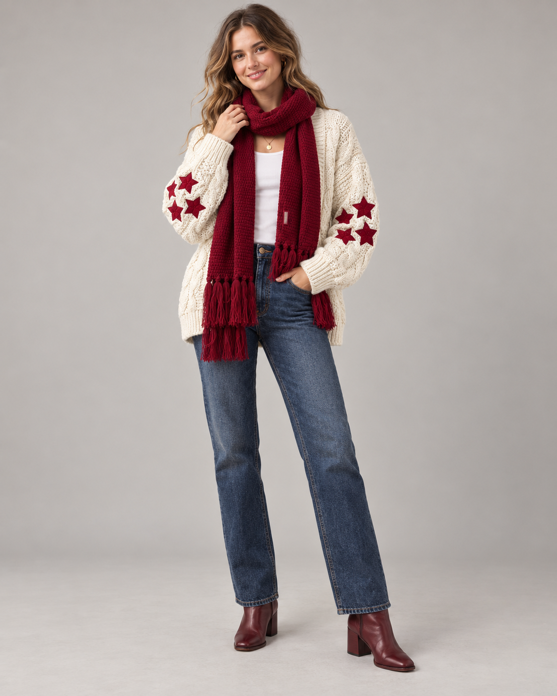 Red Cardigan Taylors Version Sweater With All Too Well Scarf