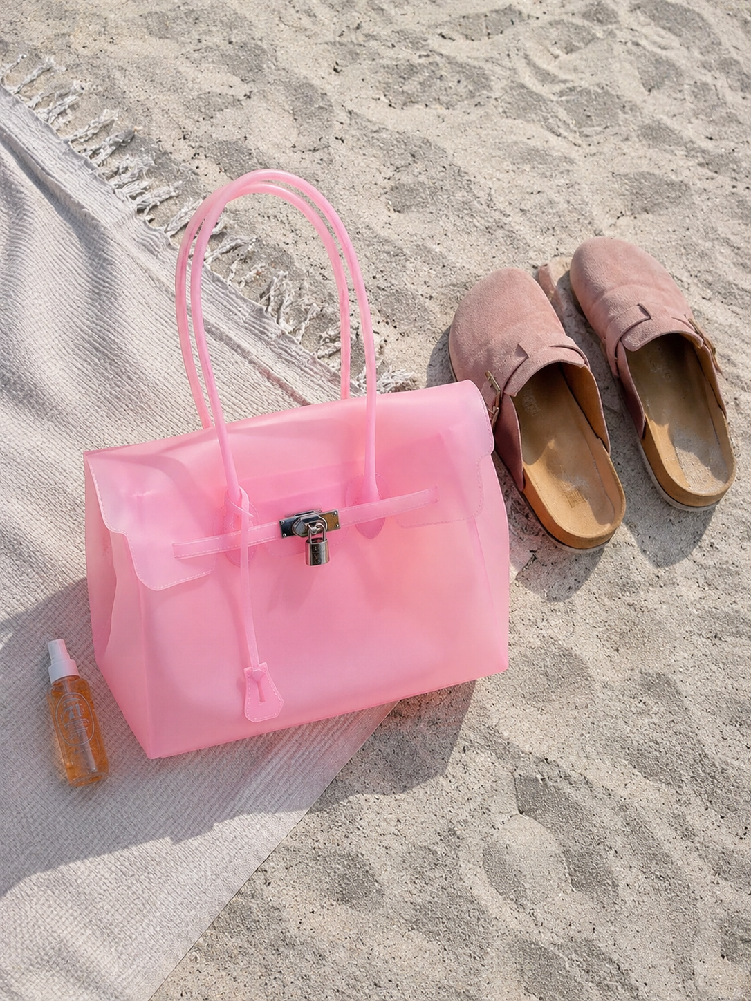 Pink Color Jelly Firkin Tote bag