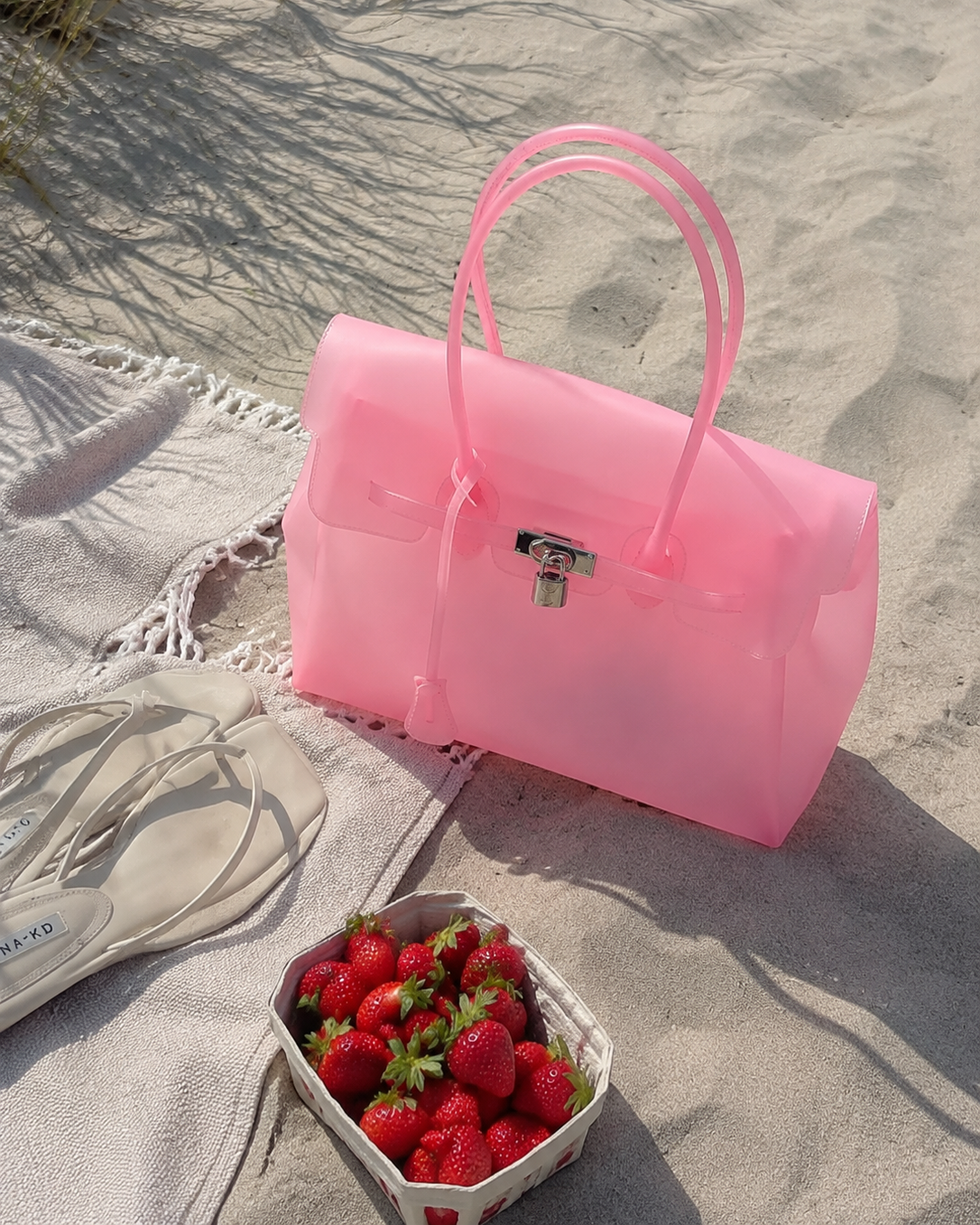 Pink Color Jelly Firkin Tote bag