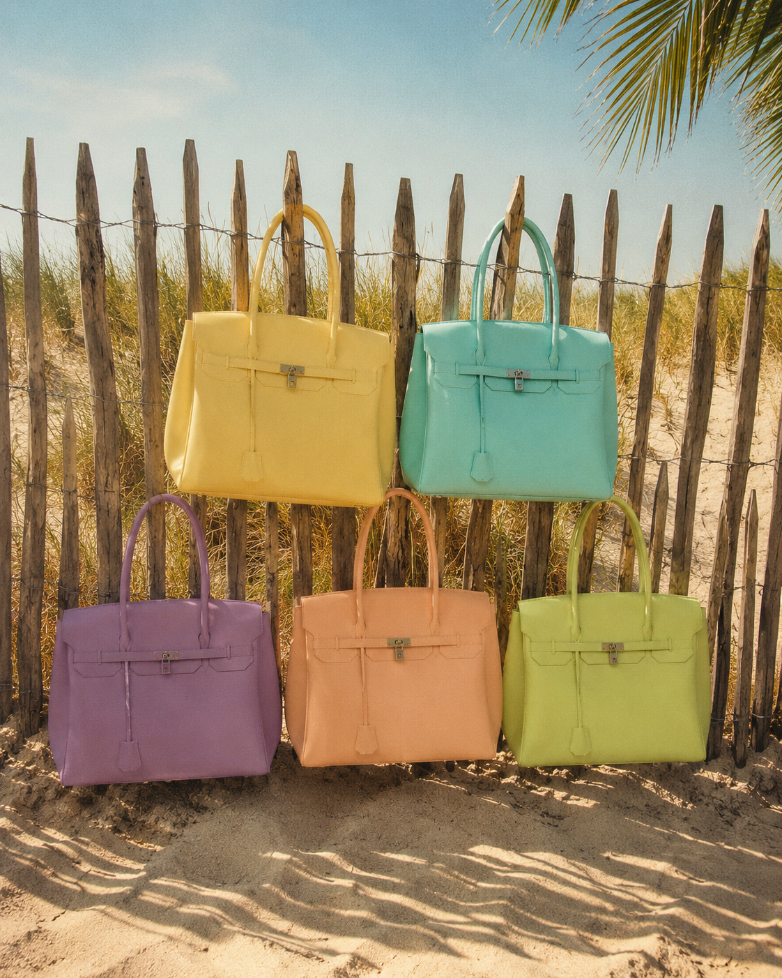 Transparent Solid Color Pvc Jelly Bag Women's Tote Bag