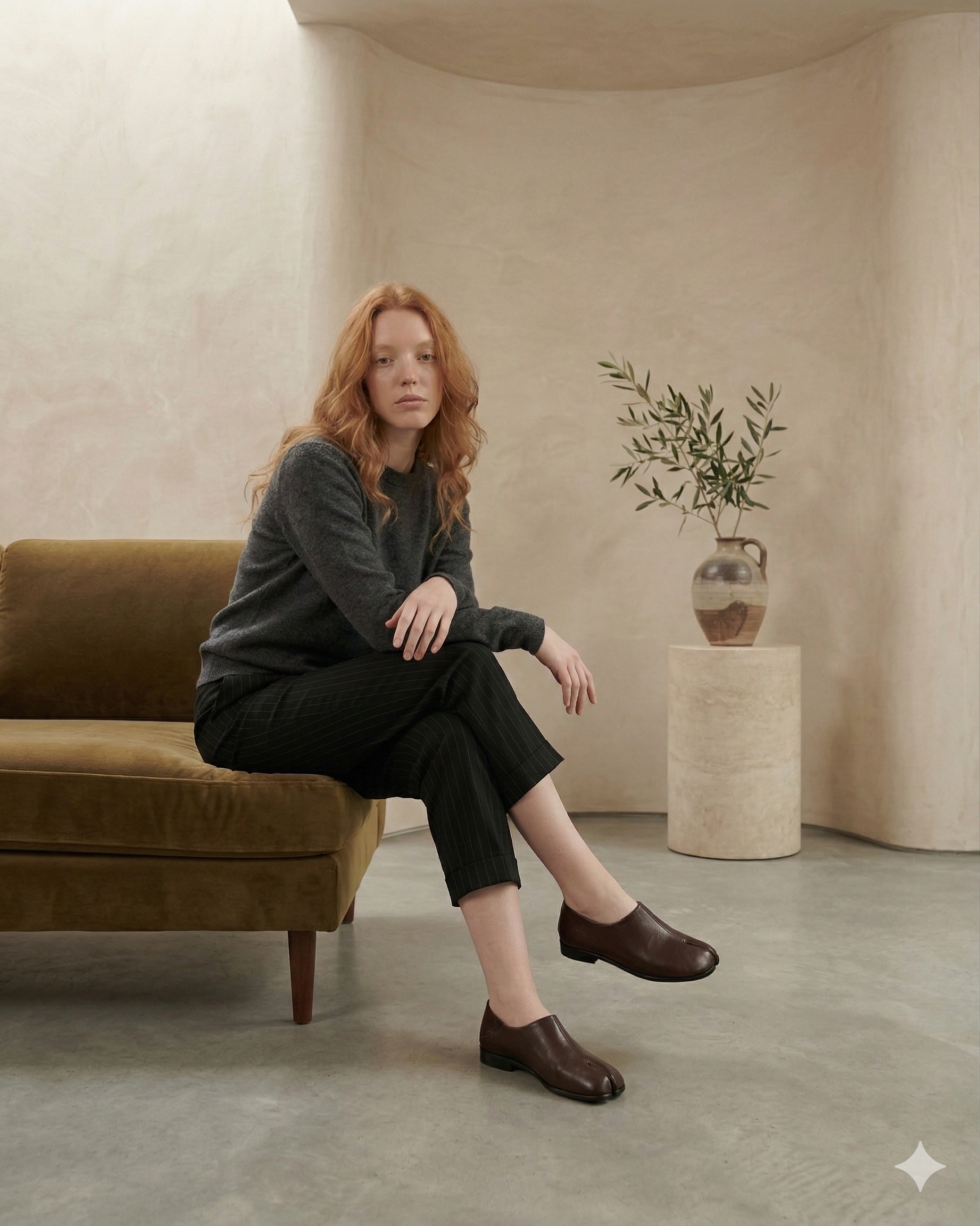 Brown Simple Tabi Shoes