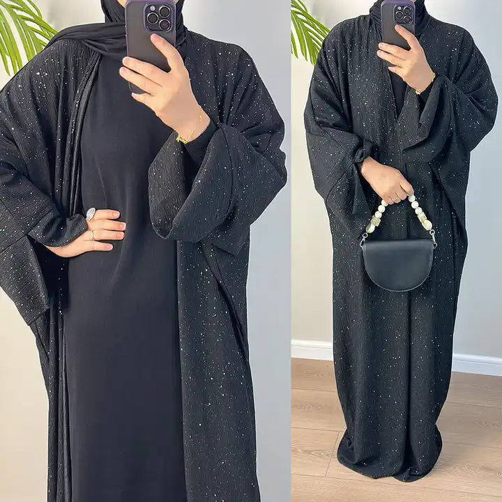 Sparkly Winter Open Abaya Maxi Jacket kaftan dress
