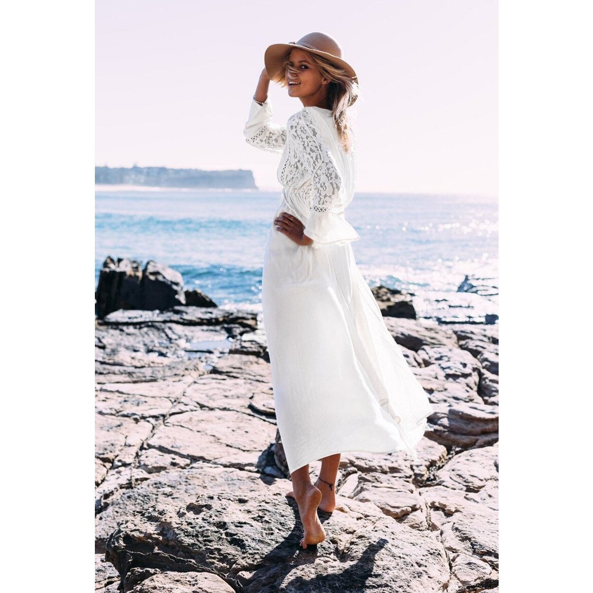 White Long Bohemian Boho Dress