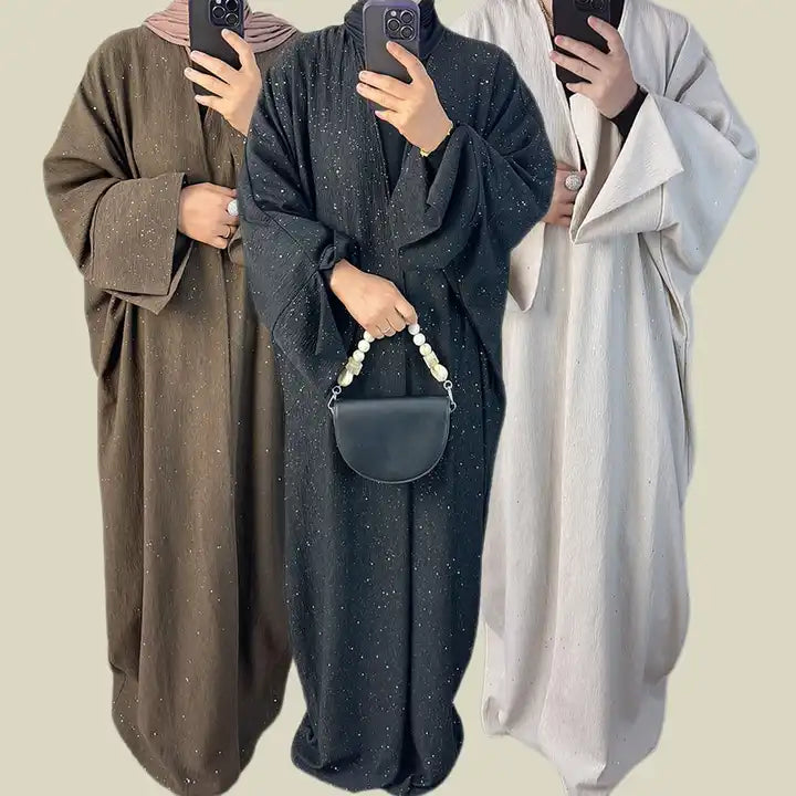 Sparkly Winter Open Abaya Maxi Jacket kaftan dress