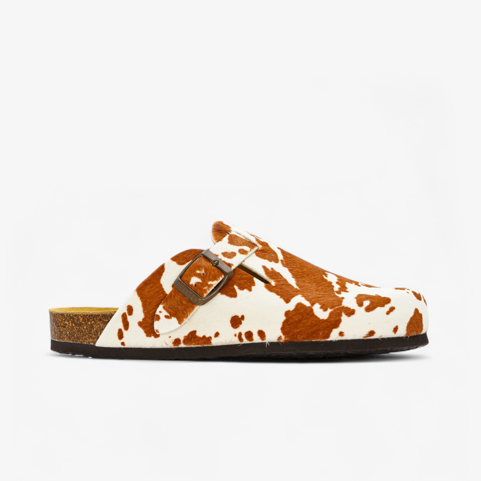 Cow Print Cuero Clog Shoes