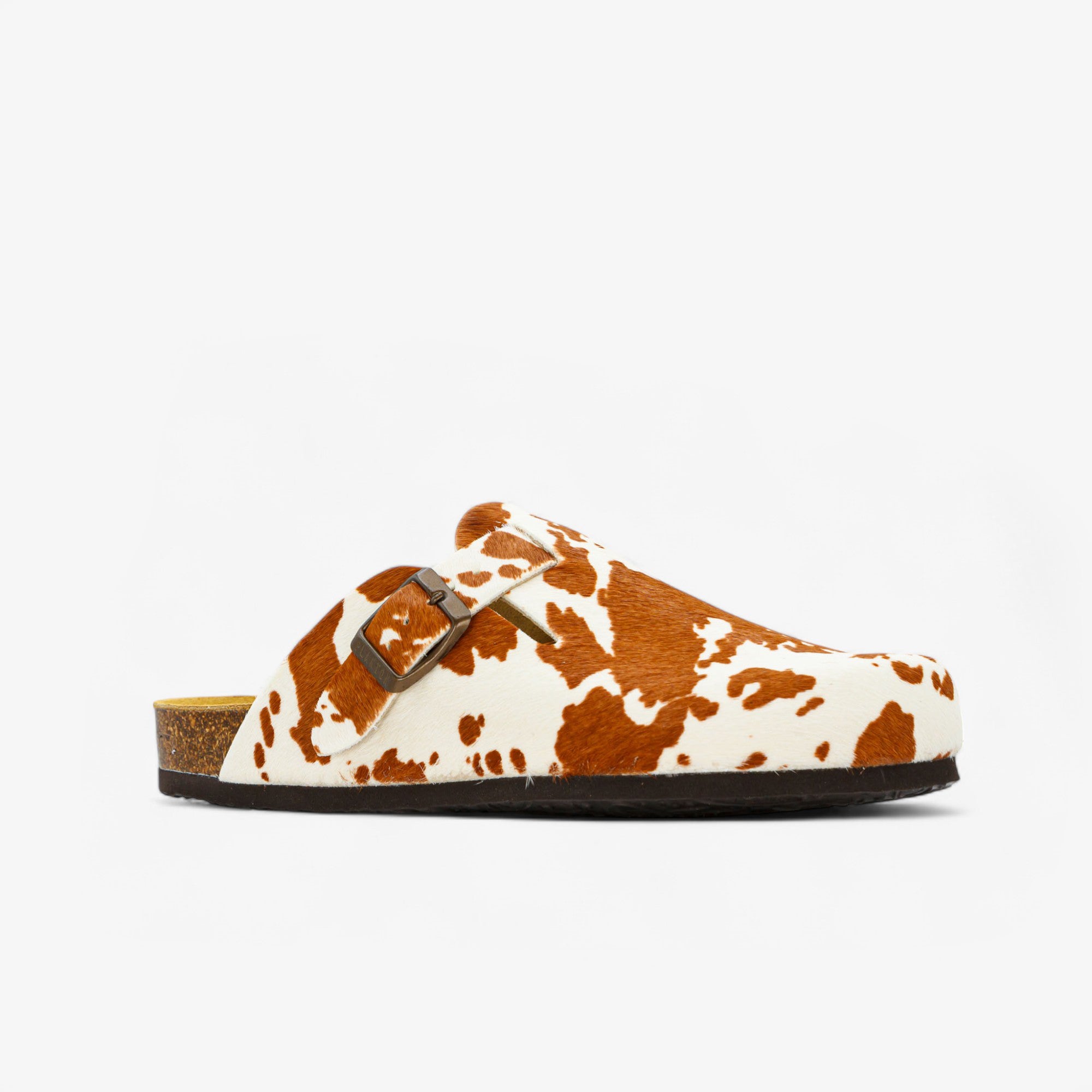 Cow Print Cuero Clog Shoes