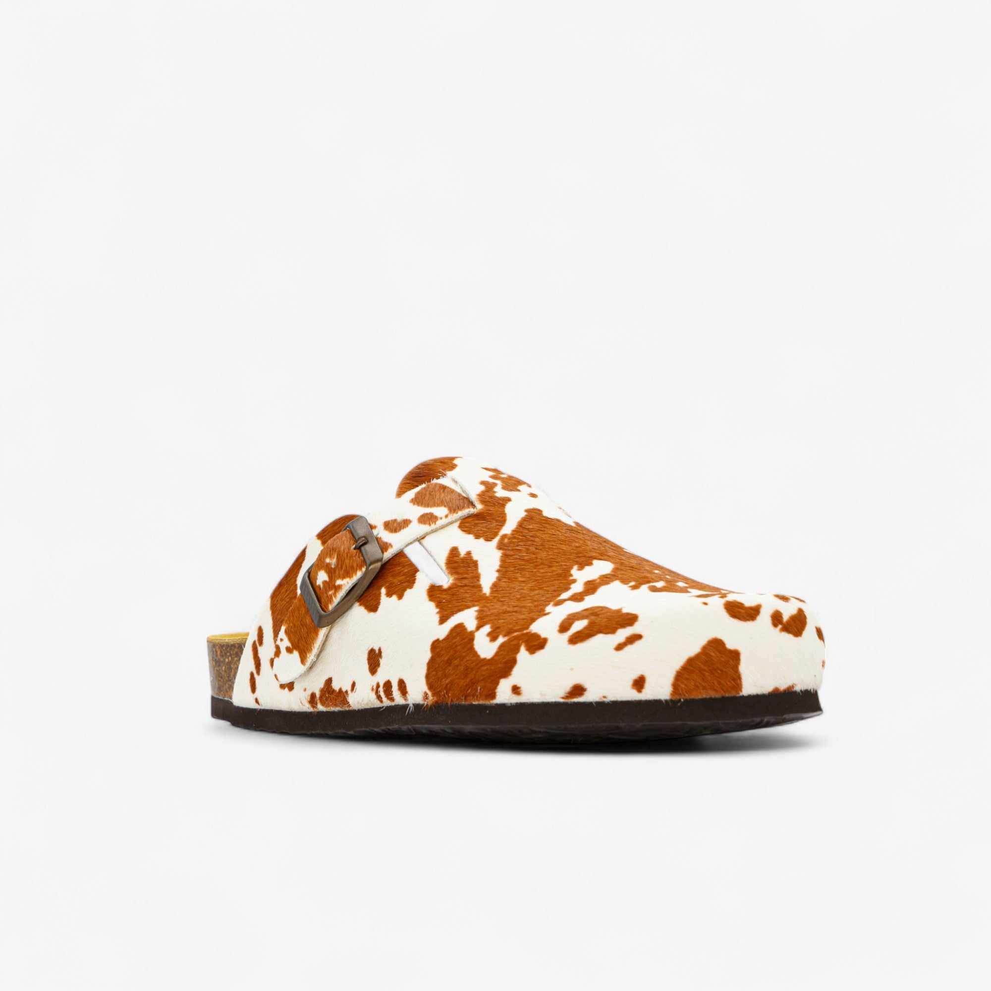 Cow Print Cuero Clog Shoes