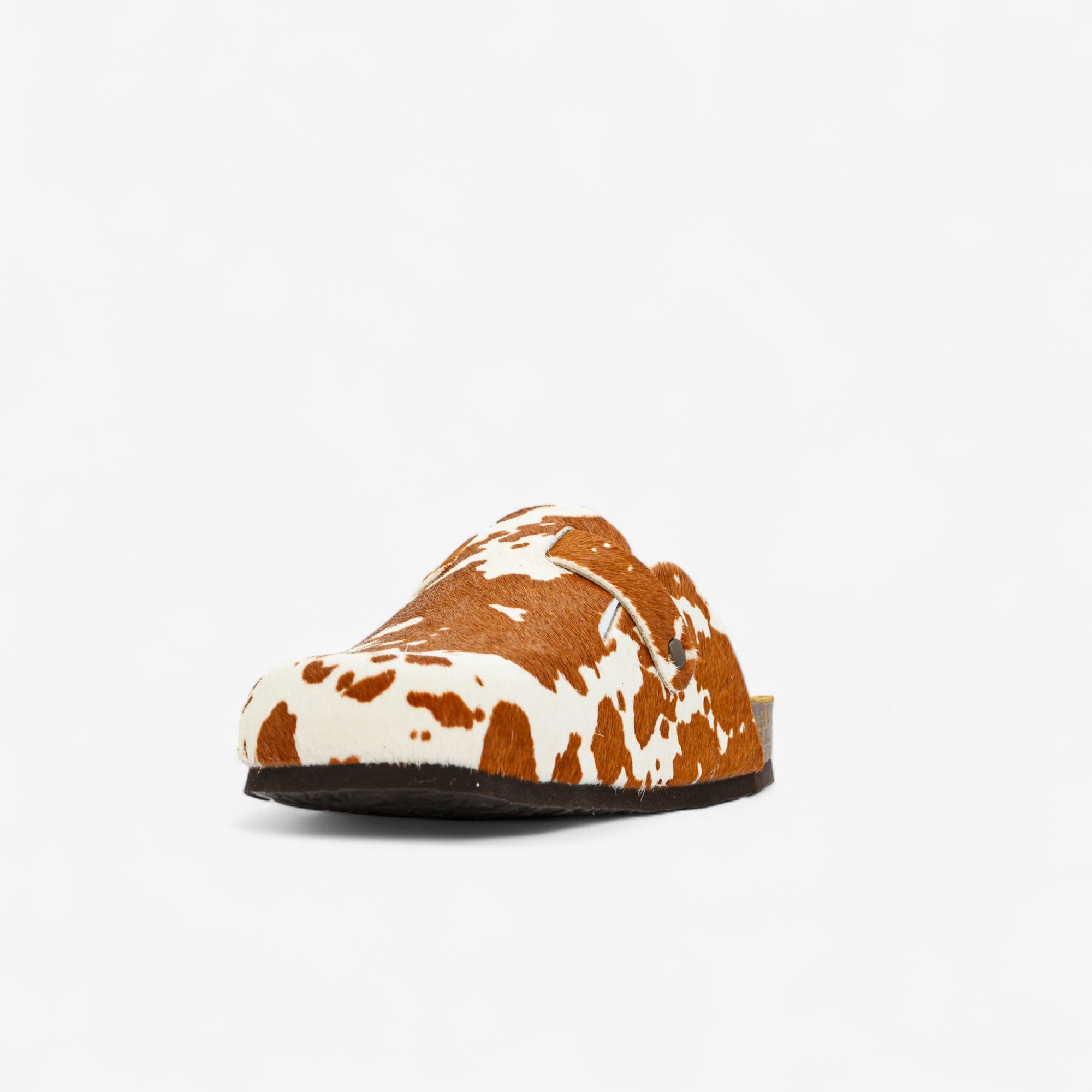 Cow Print Cuero Clog Shoes