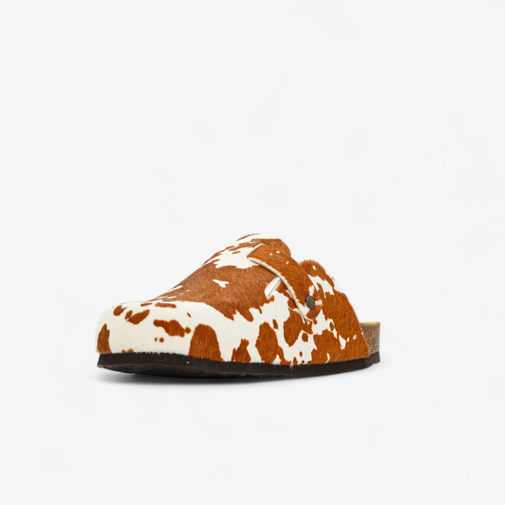 Cow Print Cuero Clog Shoes