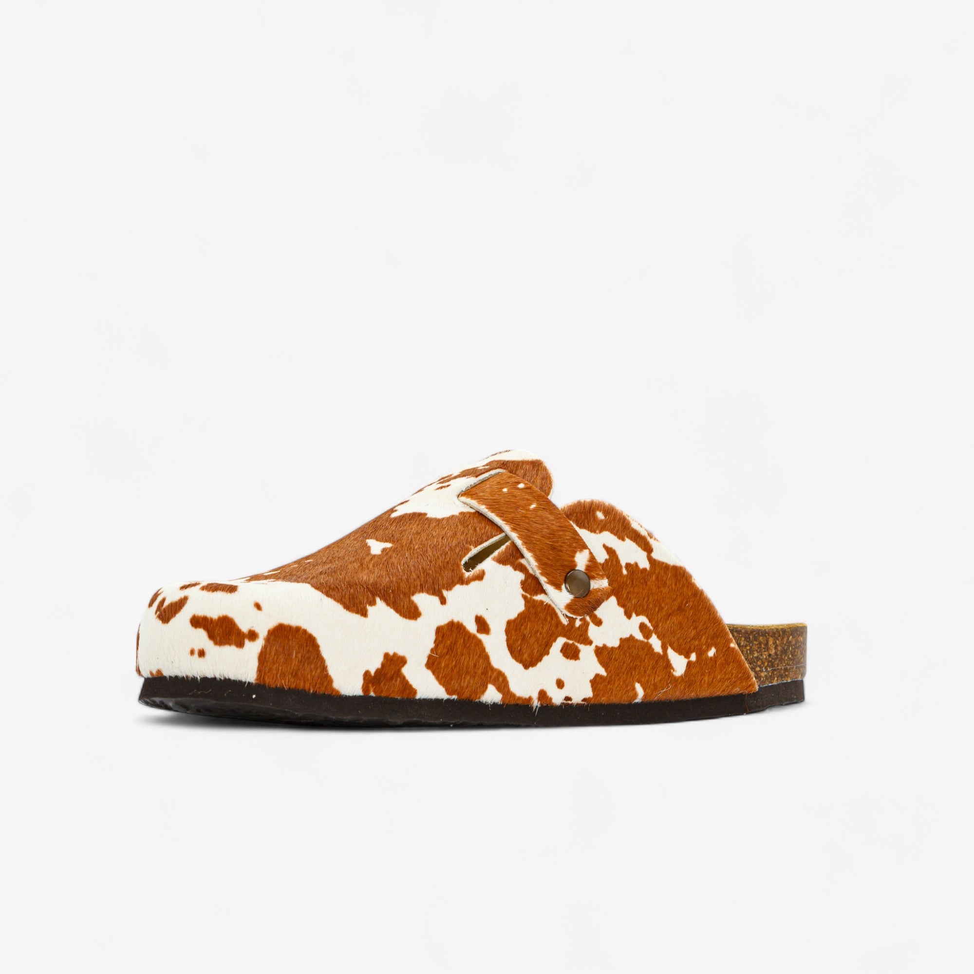 Cow Print Cuero Clog Shoes