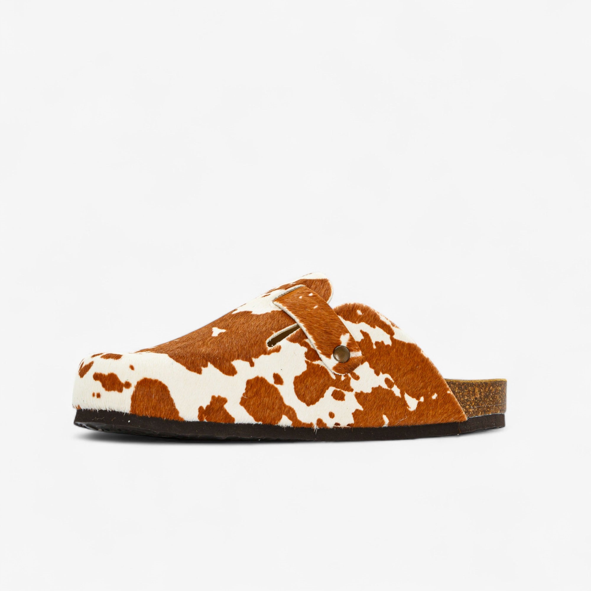 Cow Print Cuero Clog Shoes
