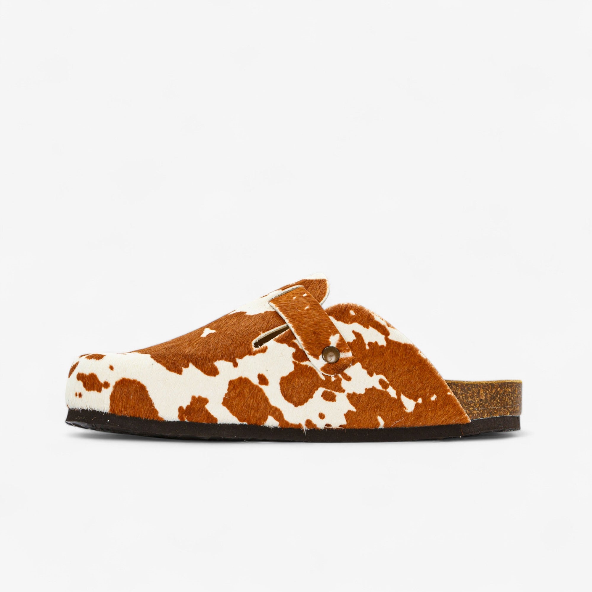 Cow Print Cuero Clog Shoes
