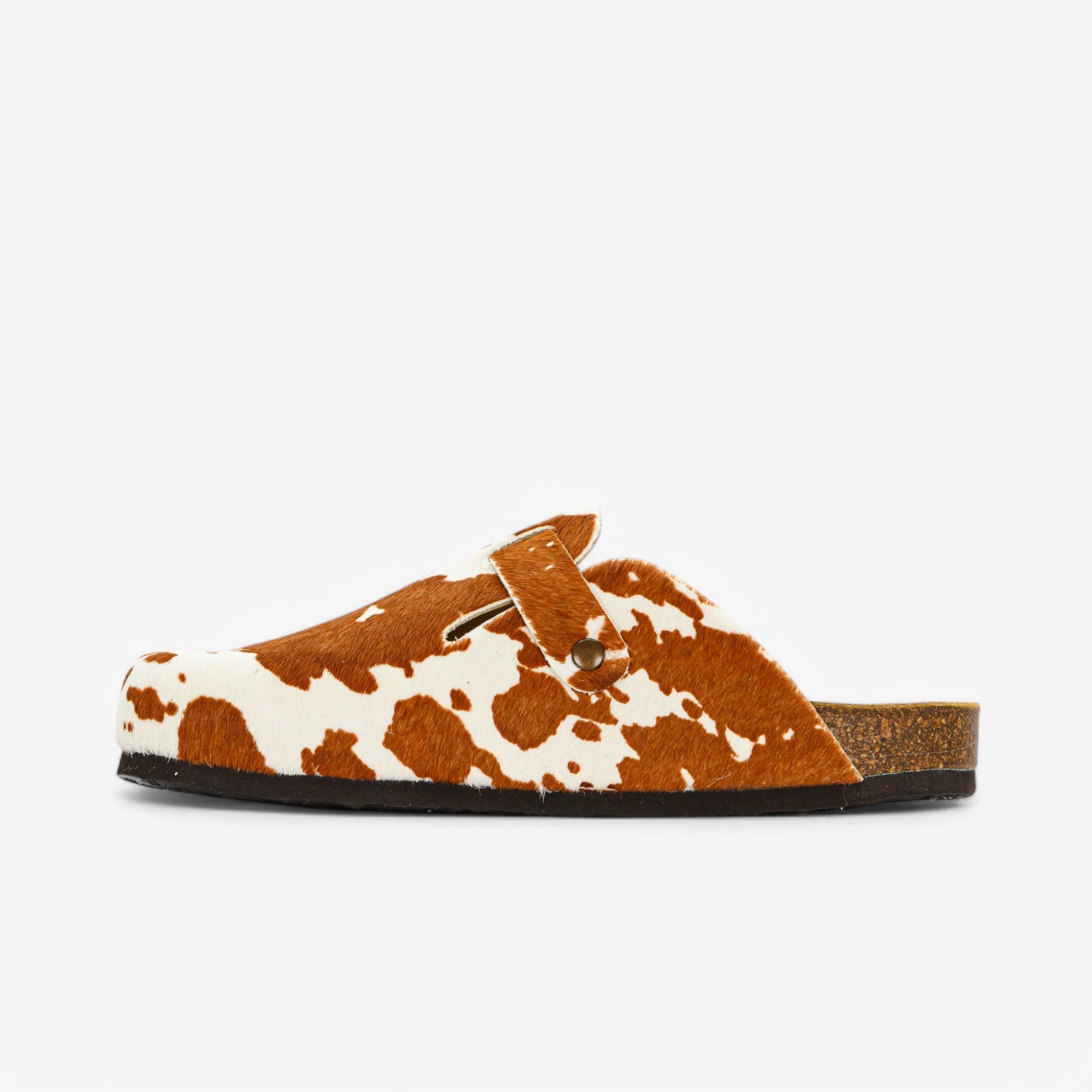 Cow Print Cuero Clog Shoes