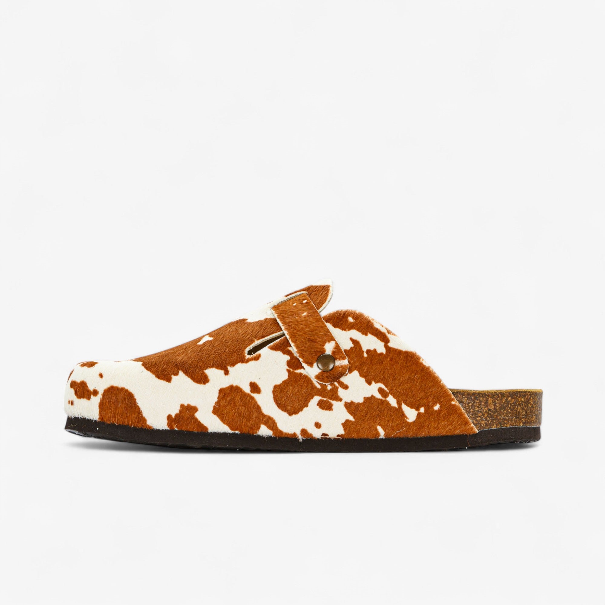 Cow Print Cuero Clog Shoes