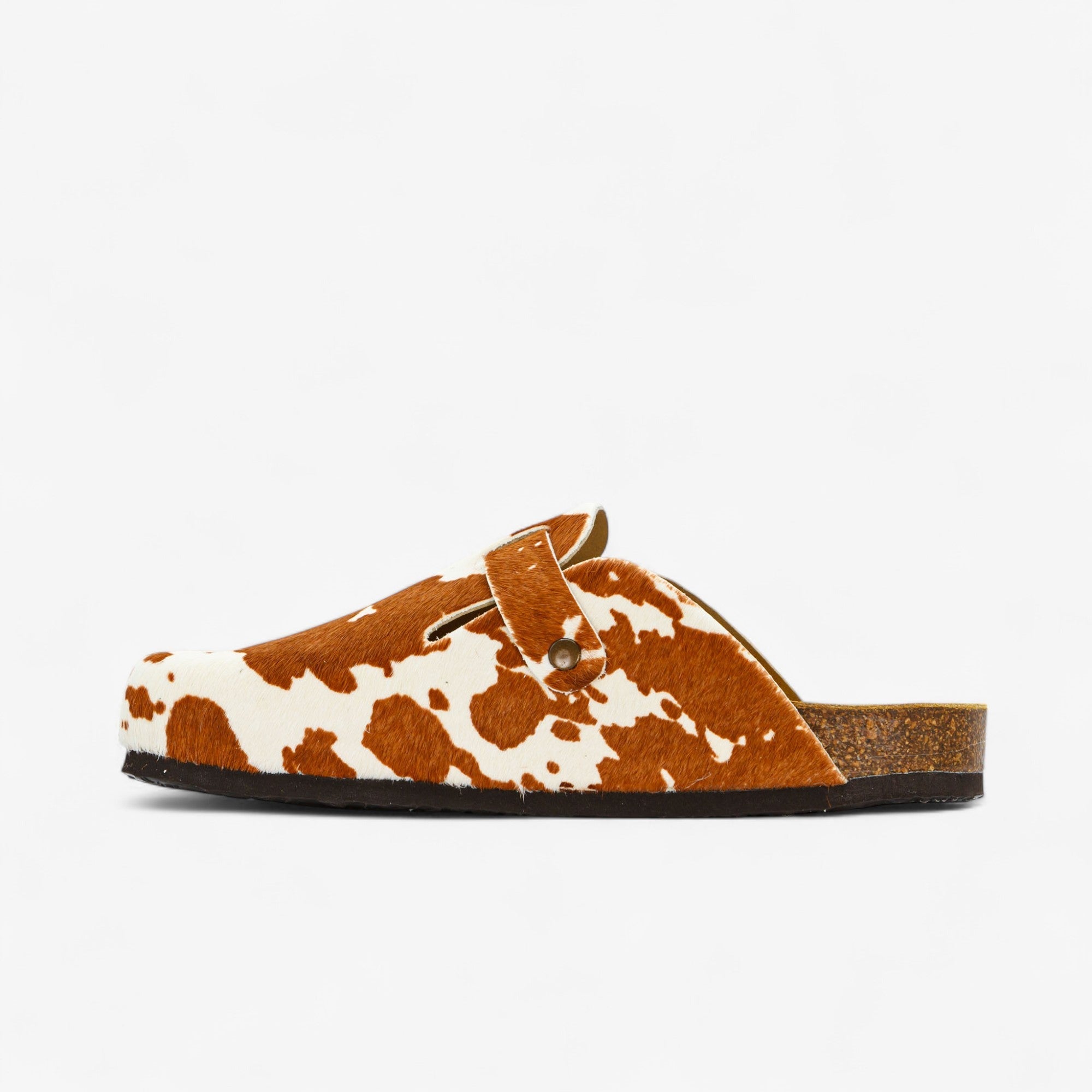Cow Print Cuero Clog Shoes