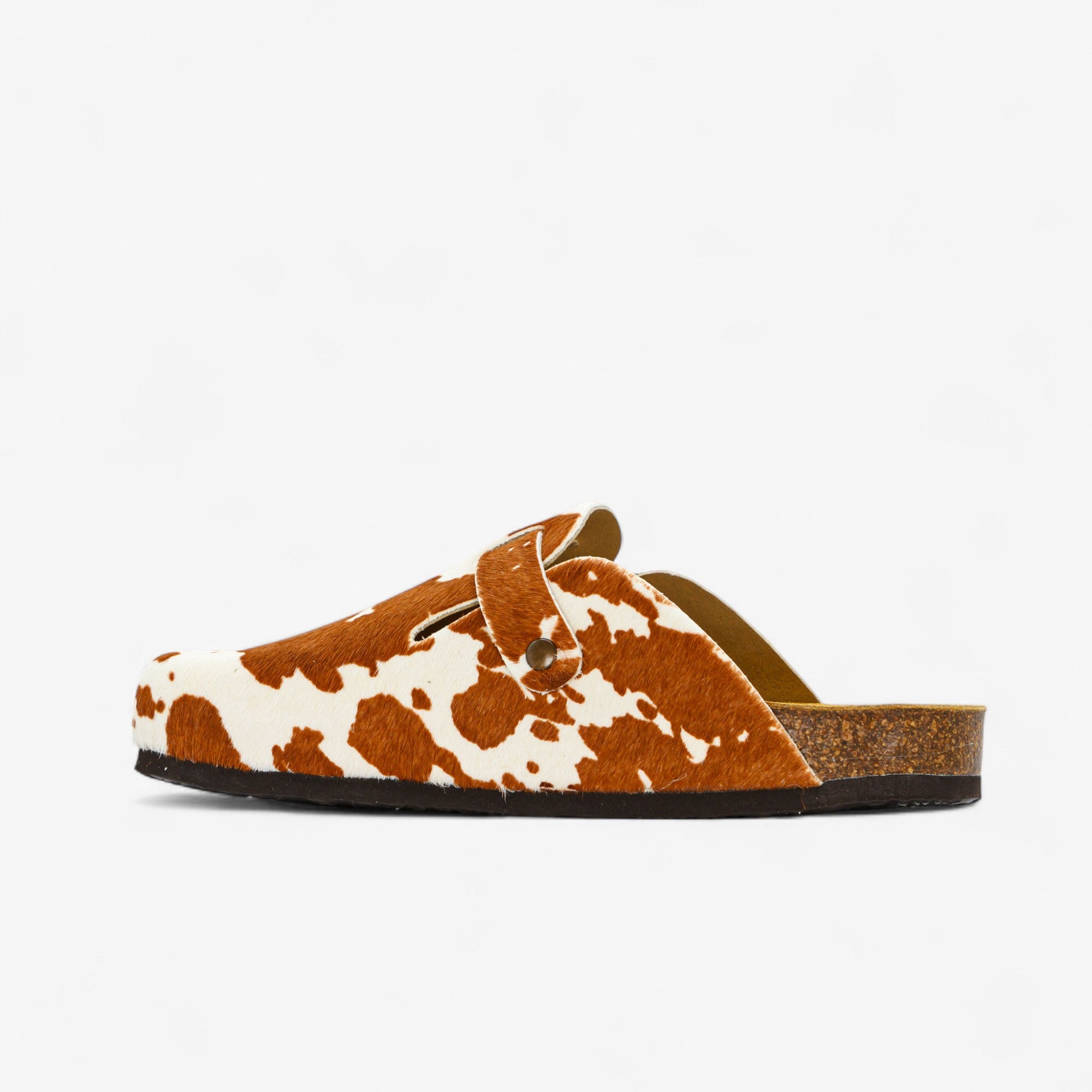 Cow Print Cuero Clog Shoes